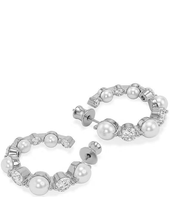 Melinda Maria She's An Icon Resin Pearl 1" Hoop Earrings in Gold/Silver