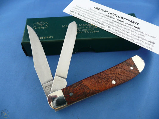 Moore Maker Mesquite Wood Handle 3 1/2 Pocket Knife