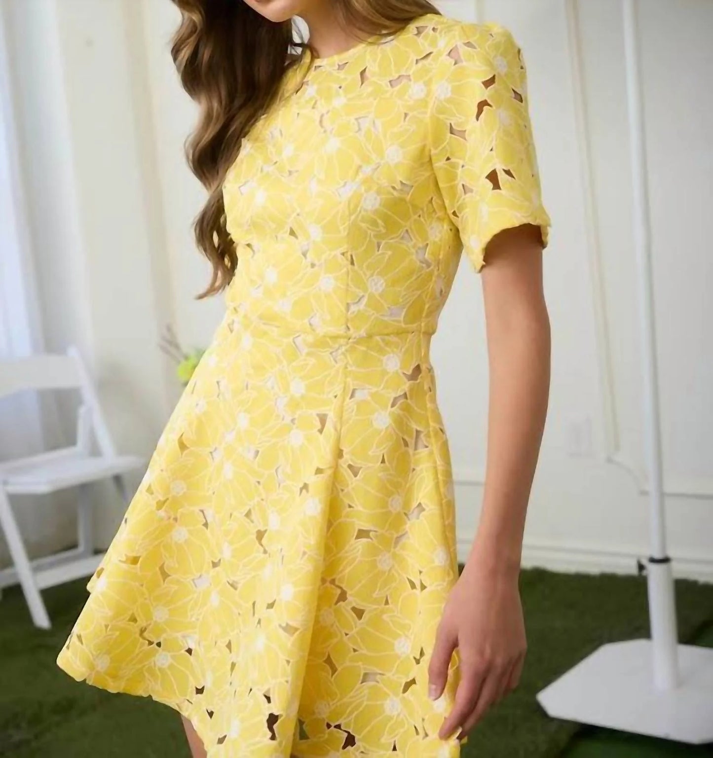 Sunshine Yellow Short Lace Dress
