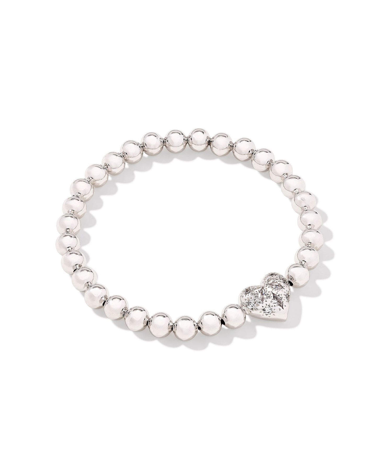 Holland Heart Stretch Bracelet in White Crystal (Gold or Silver)