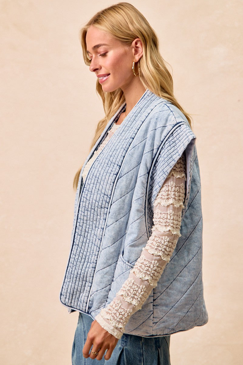 Quilted Chambray Vest