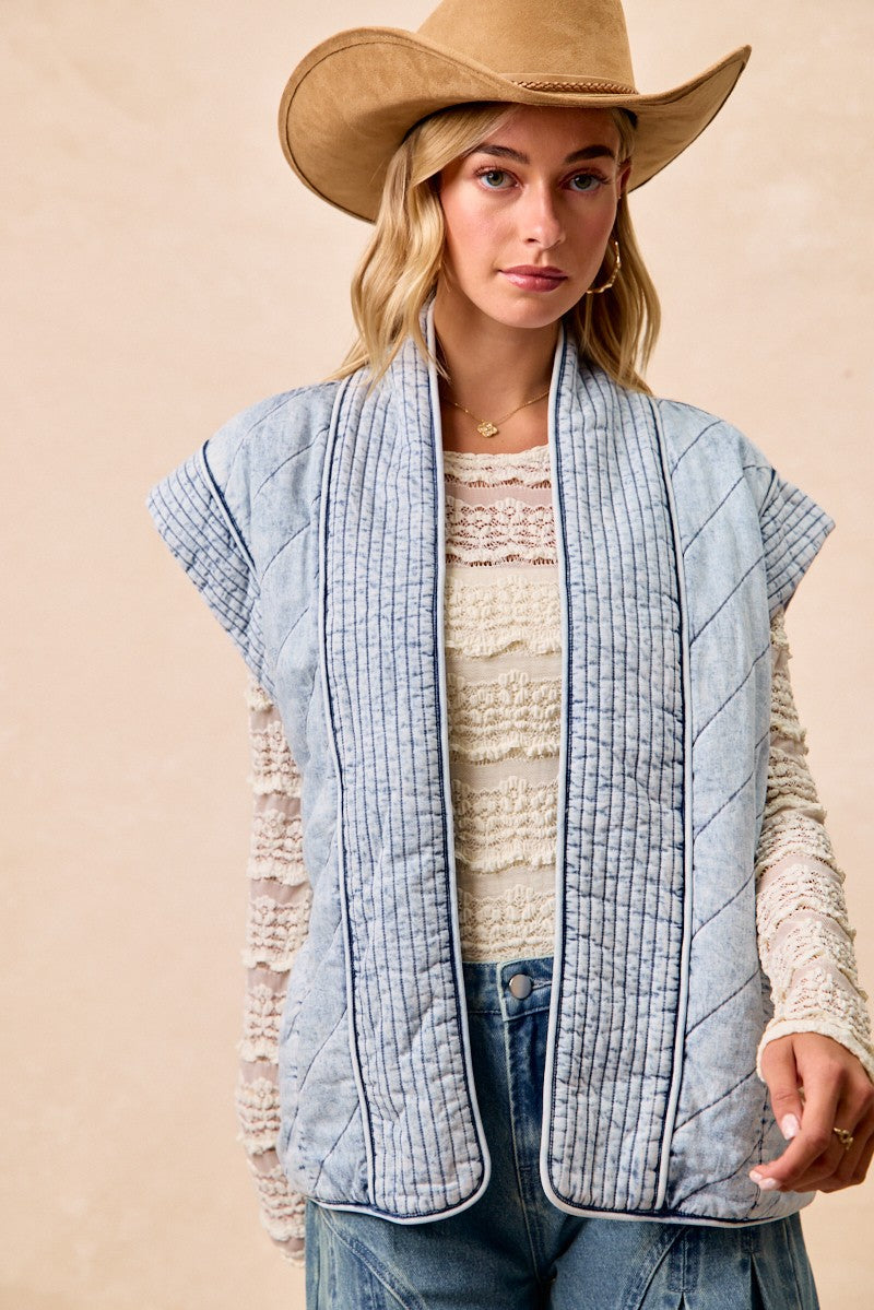 Quilted Chambray Vest