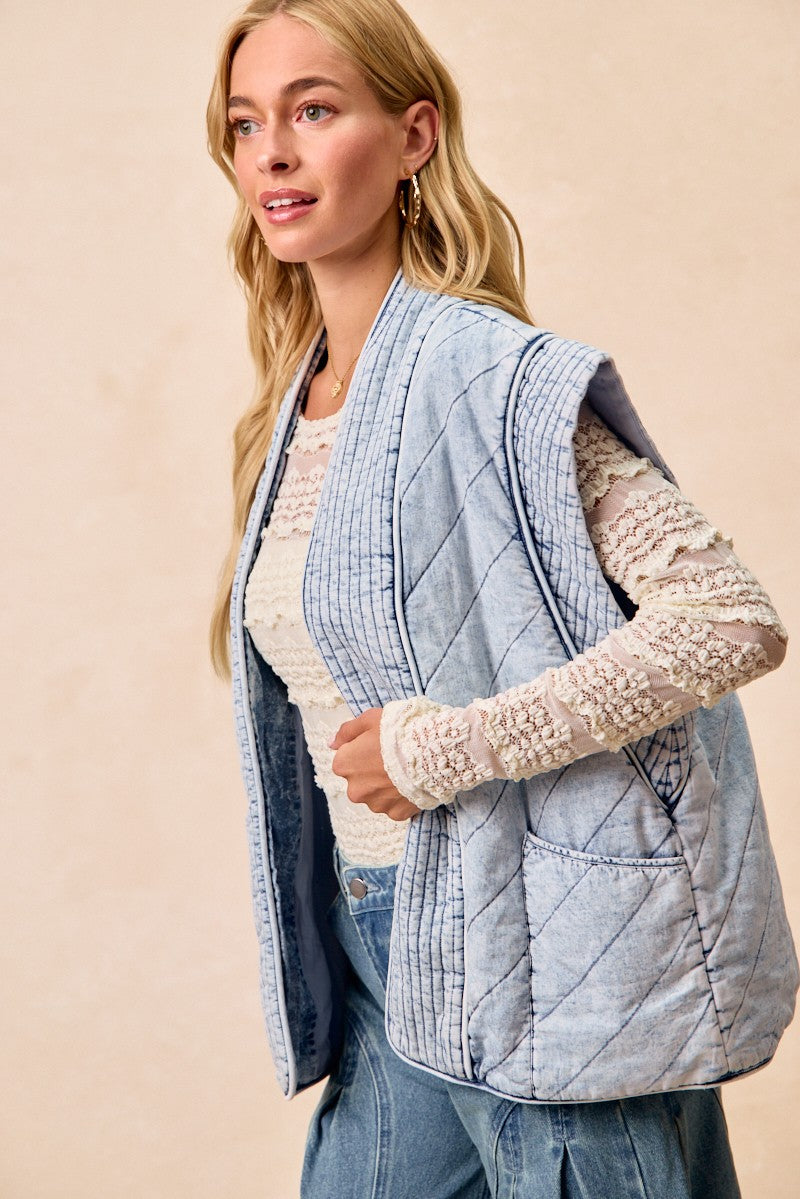 Quilted Chambray Vest