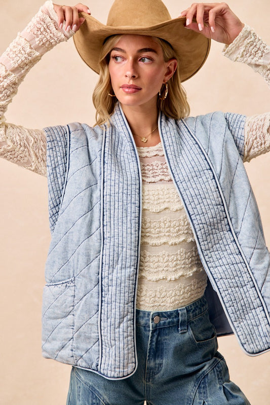 Quilted Chambray Vest