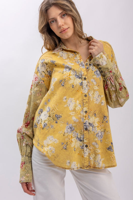 Floral Print Button Down Shirt