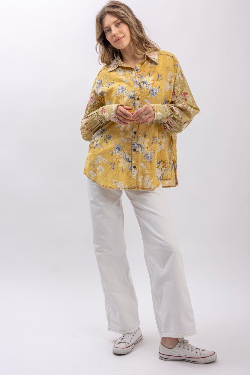 Floral Print Button Down Shirt