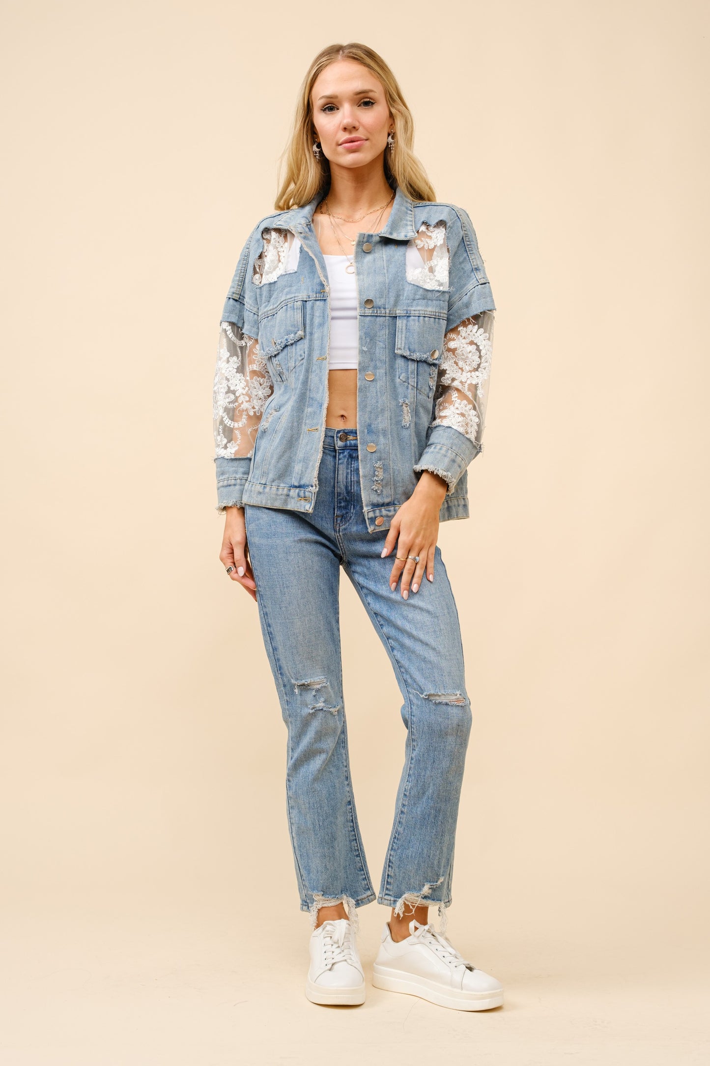 Frayed & Feminine Oversized Jacket