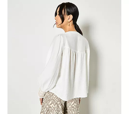 WAVY STITCH GRANDAD BLOUSE