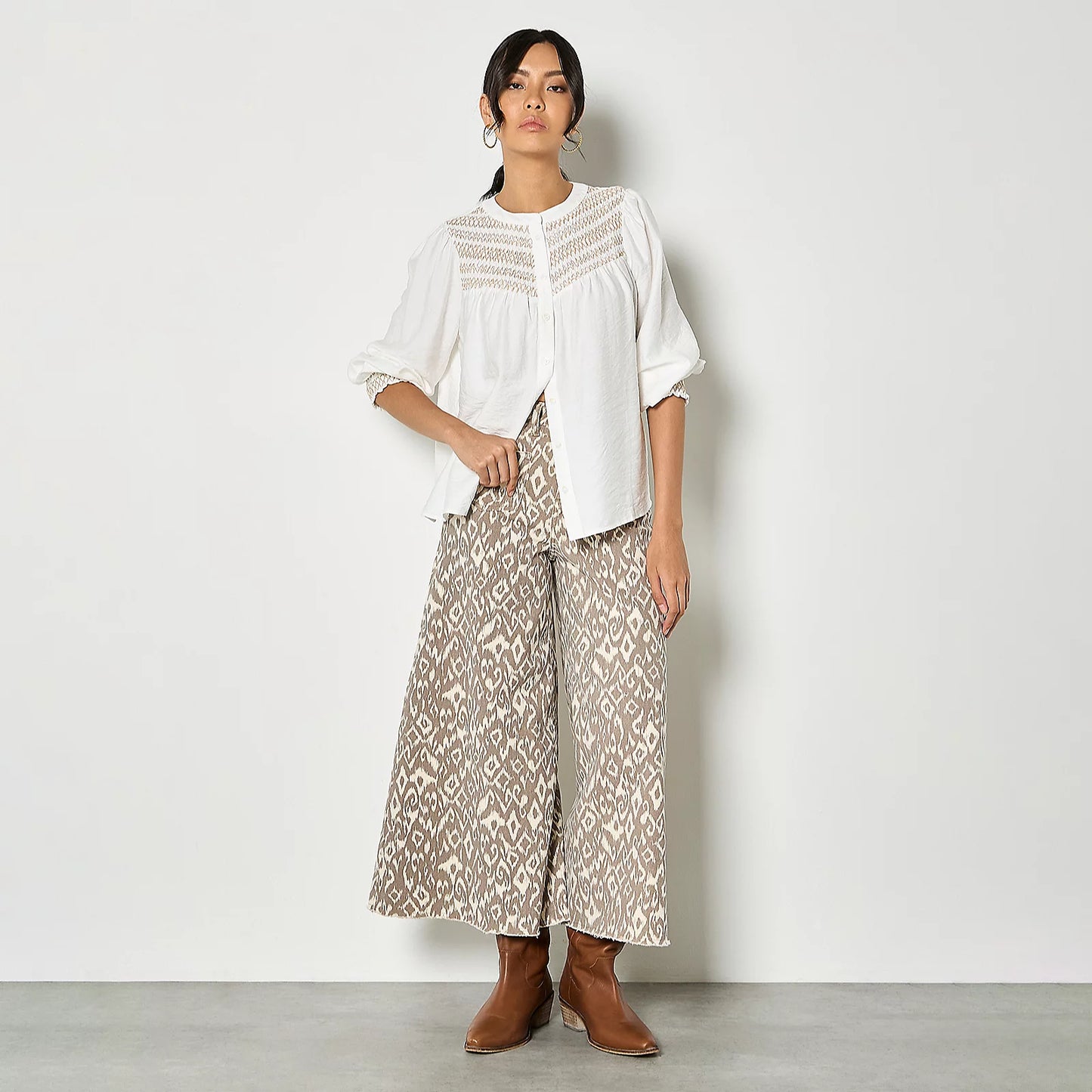 WAVY STITCH GRANDAD BLOUSE