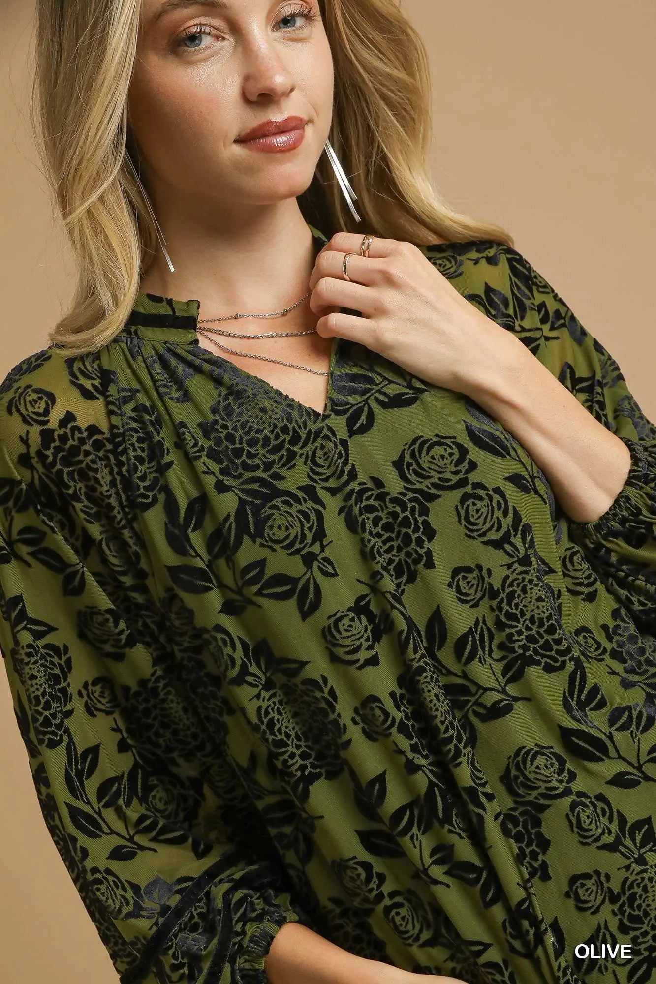 Floral Velvet Burnout Blouse