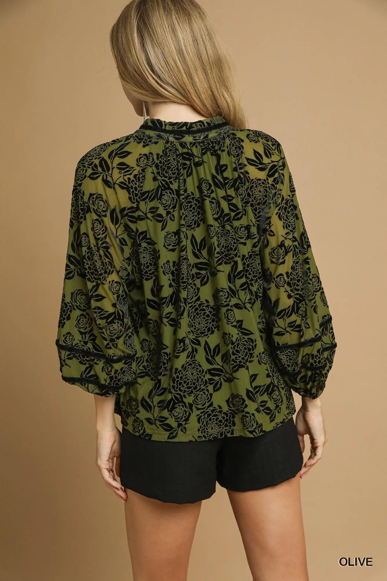 Floral Velvet Burnout Blouse