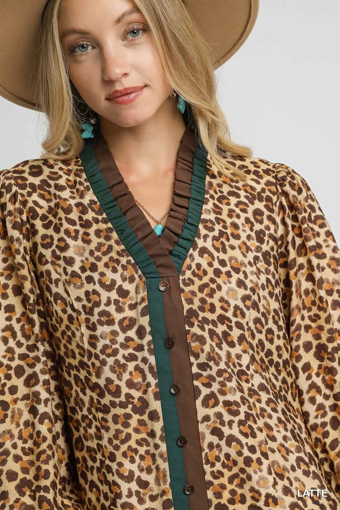 Leopard Print Long Sleeve Mini Dress