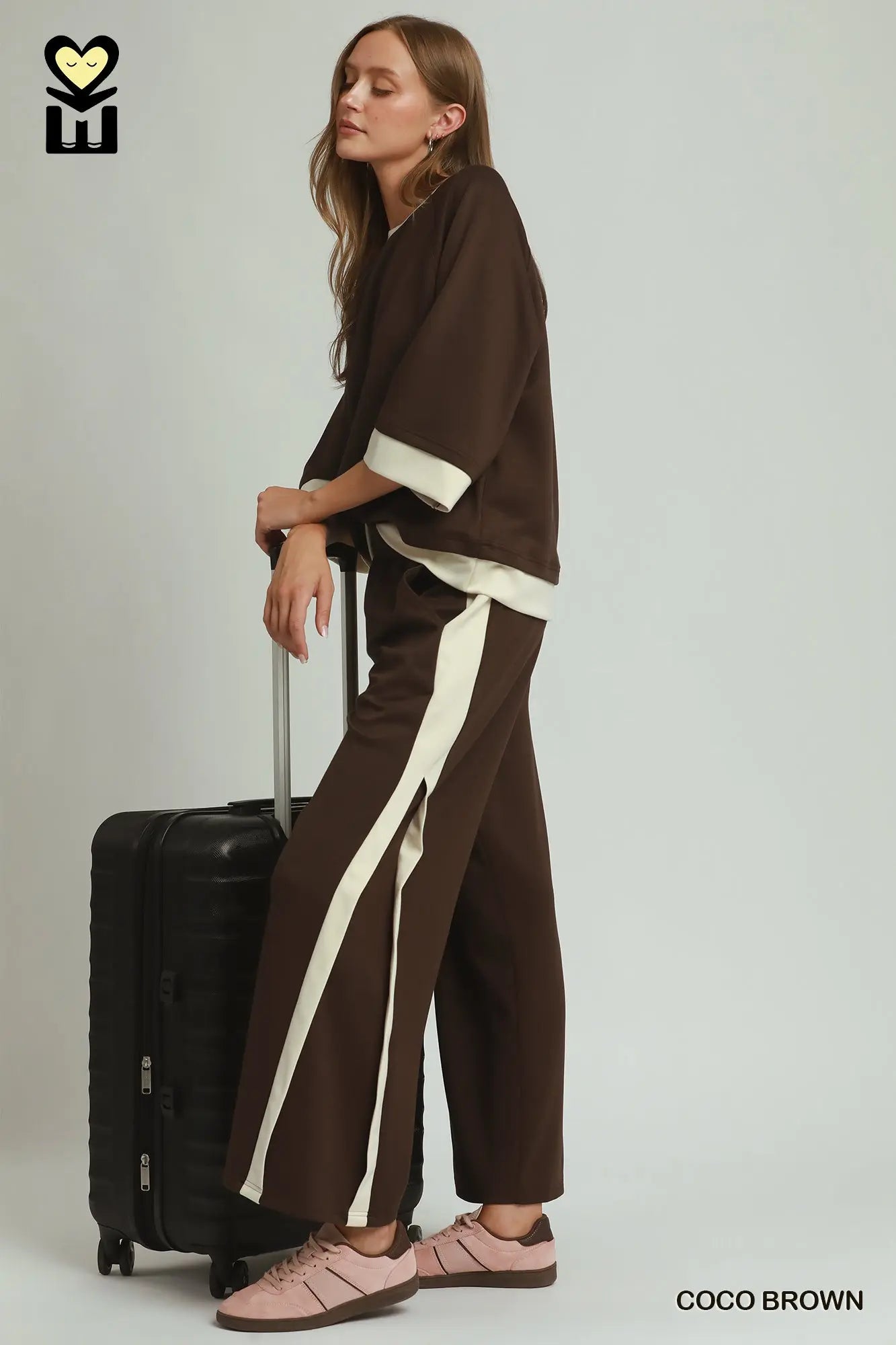 LUXEKNIT Colorblock Crewneck Raglan Sleeve Top (Coco Brown or Marsala)