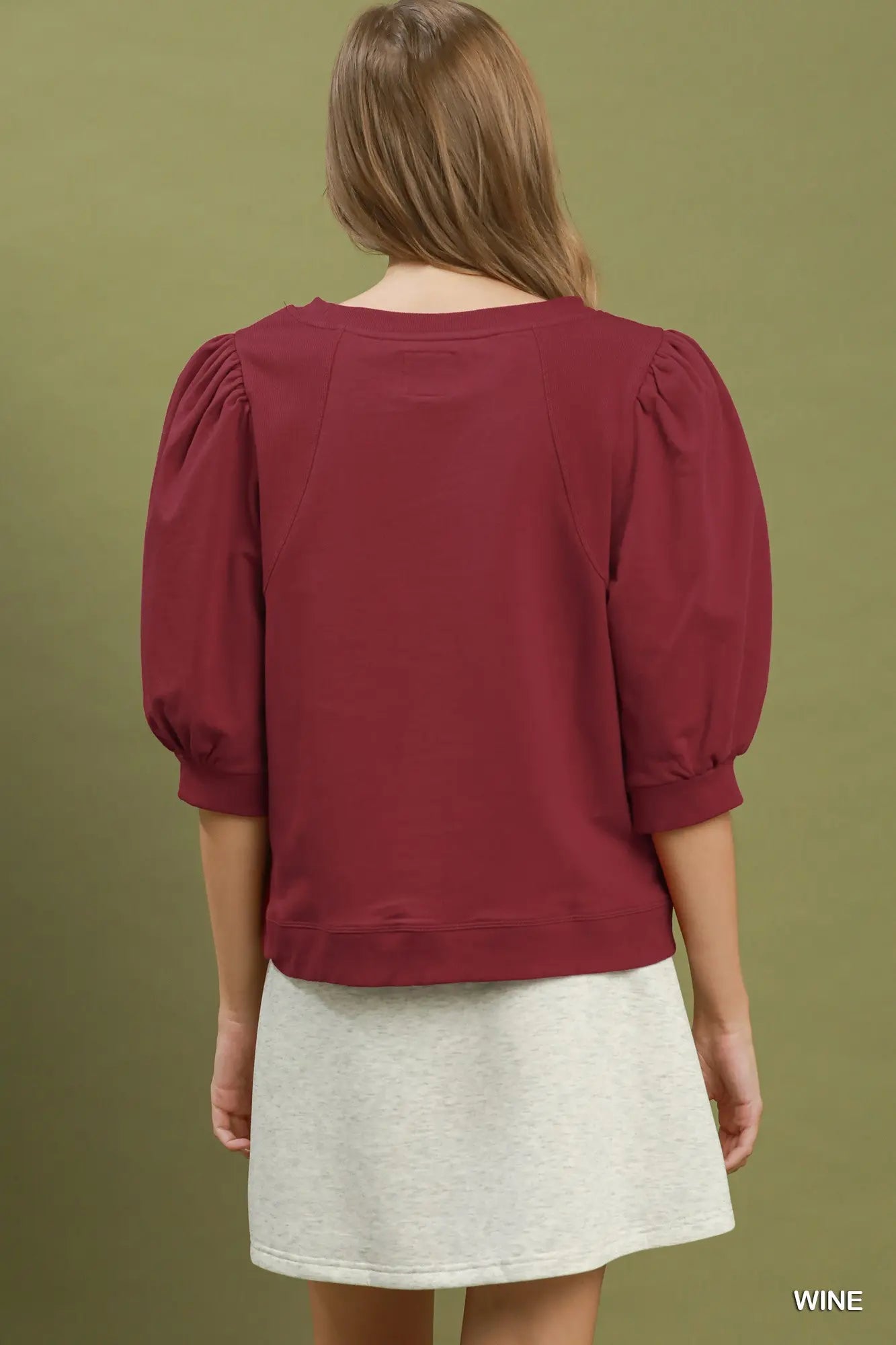 Puff Sleeve Pullover Sweatshirt Top