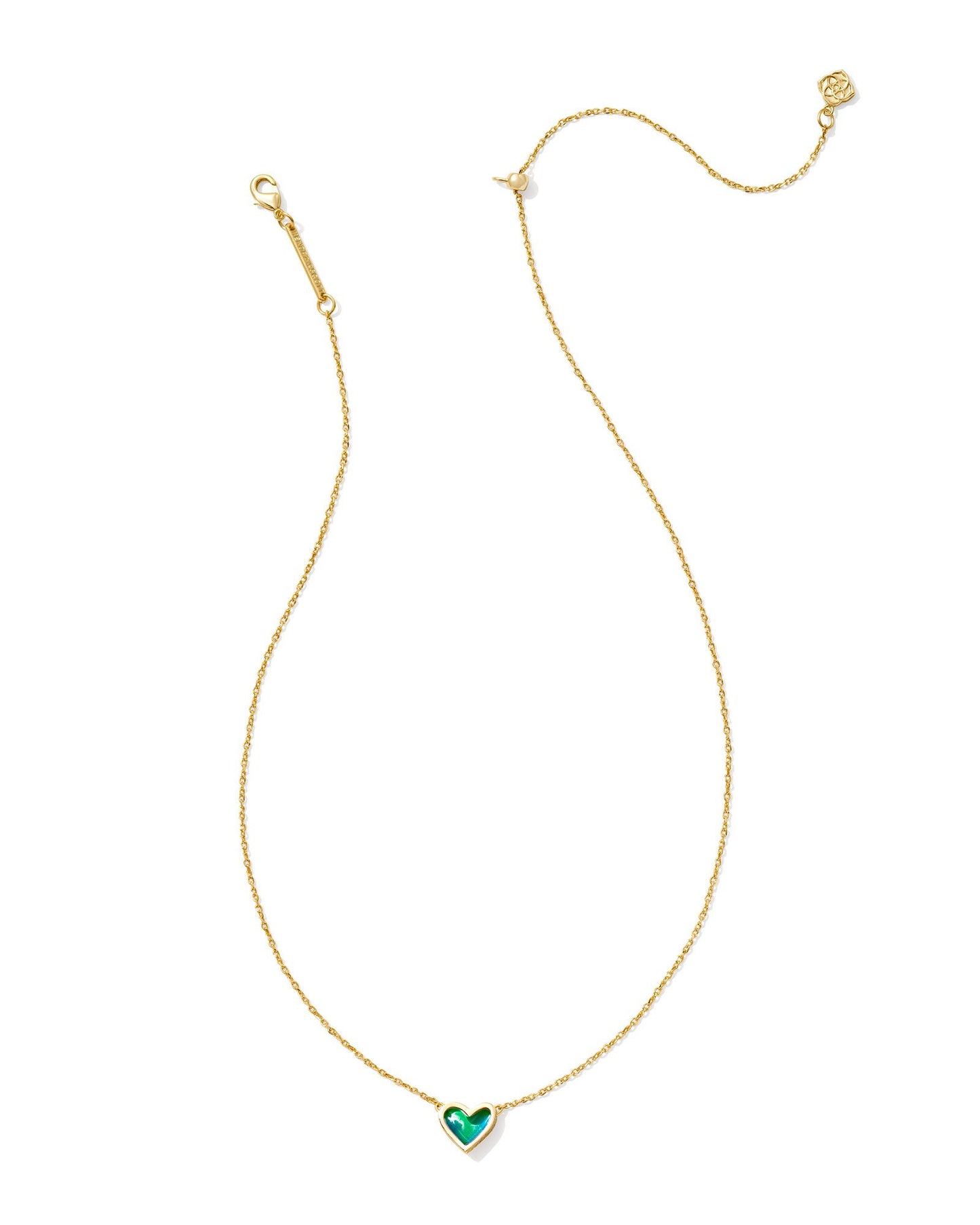 Kendra Scott FRAMED ARI HEART SHORT PENDANT NECKLACE GOLD MOOD STONE