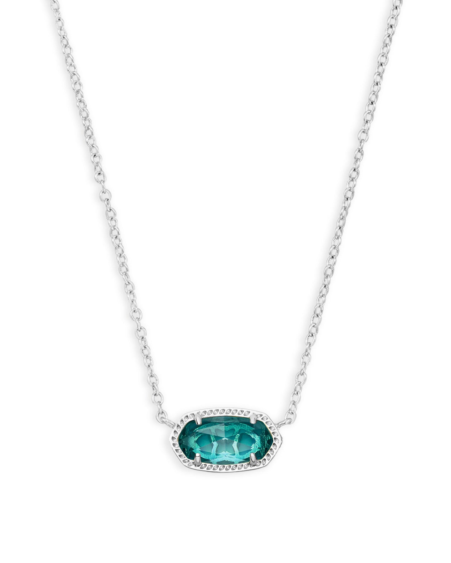 Kendra Scott ELISA SHORT PENDANT NECKLACE SILVER LONDON BLUE