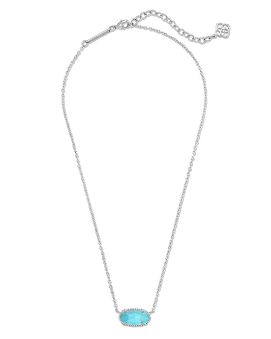 Kendra Scott ELISA SHORT PENDANT NECKLACE SILVER TURQUOISE MAGNESITE