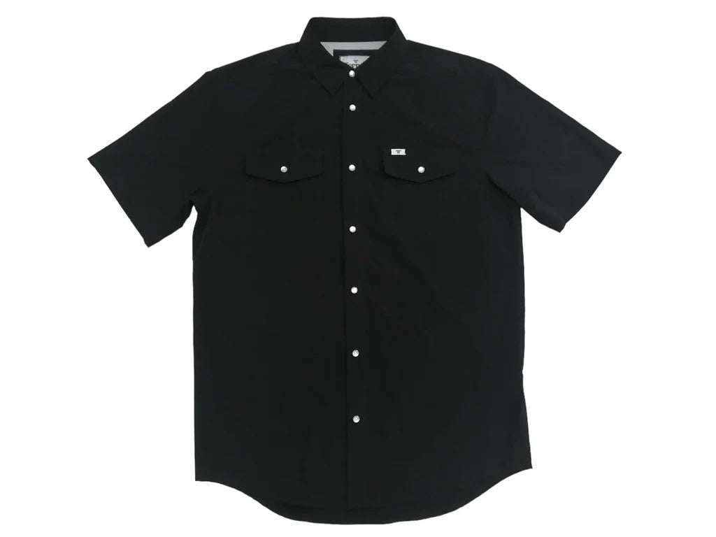 Ferrell Brand MEN'S BLACK SHORT SLEEVE SNAP SHIRT