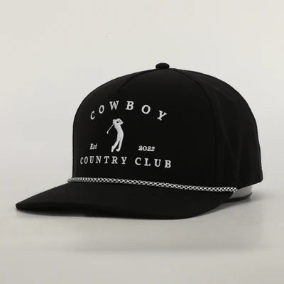 Cowboy Country Club GOLFER ROPED HAT BLACK
