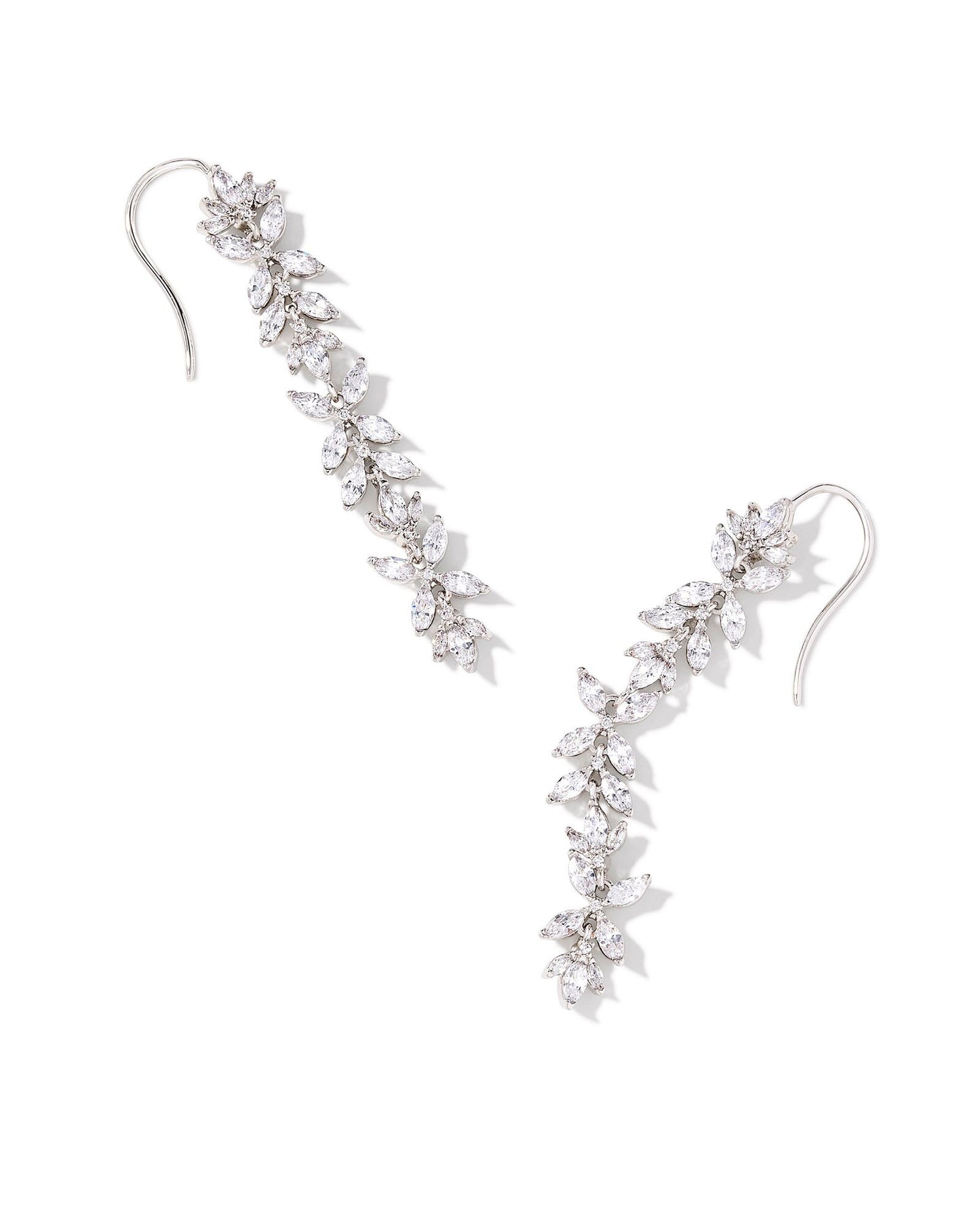 Rosalie Linear Earrings in White Crystal