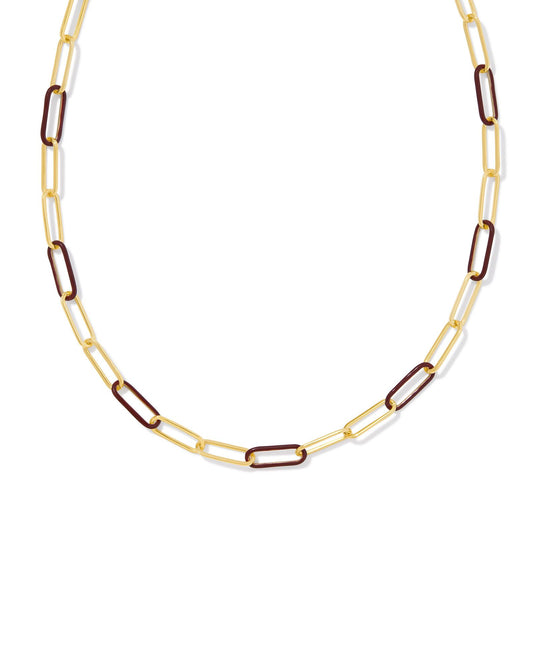 Kendra Scott AINSLEY CONVERTIBLE CHAIN NECKLACE GOLD BLACK or BURGDY ENAMEL