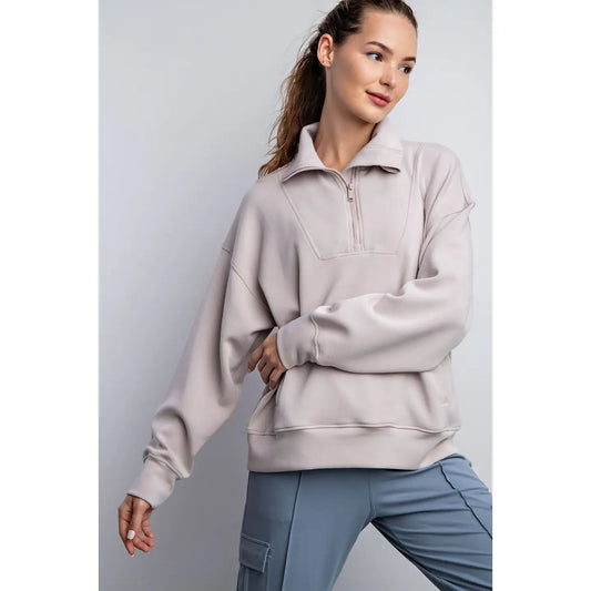 Modal Scuba Quarter Zip Funnel Neck Pullover