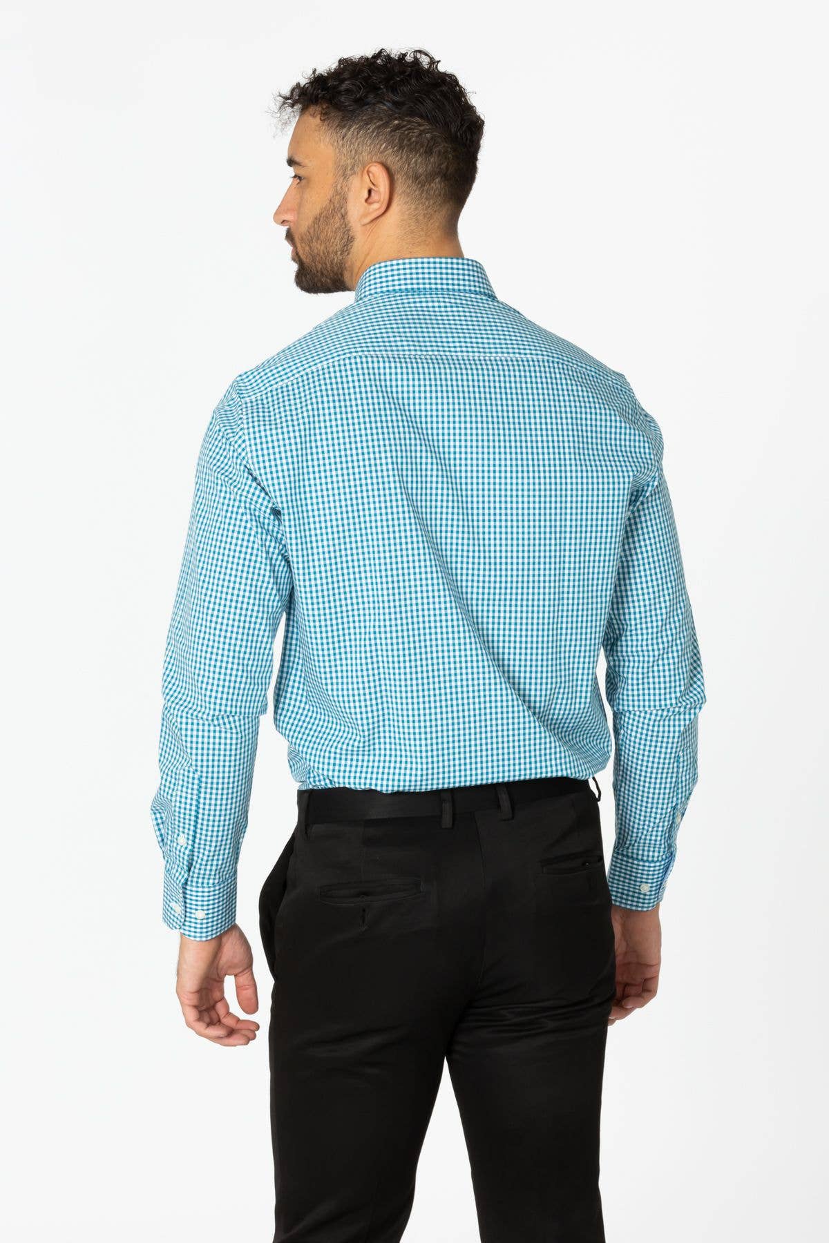Check Teal Button Down