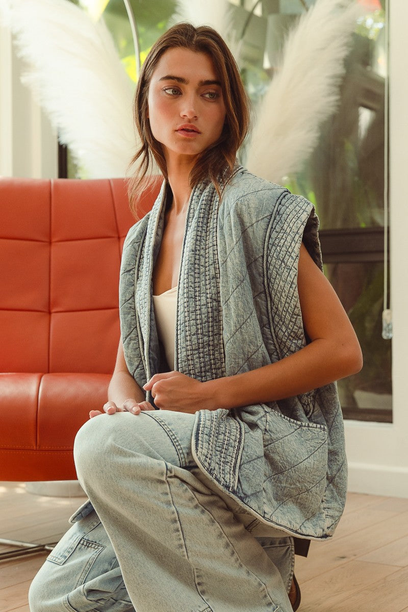 Quilted Chambray Vest