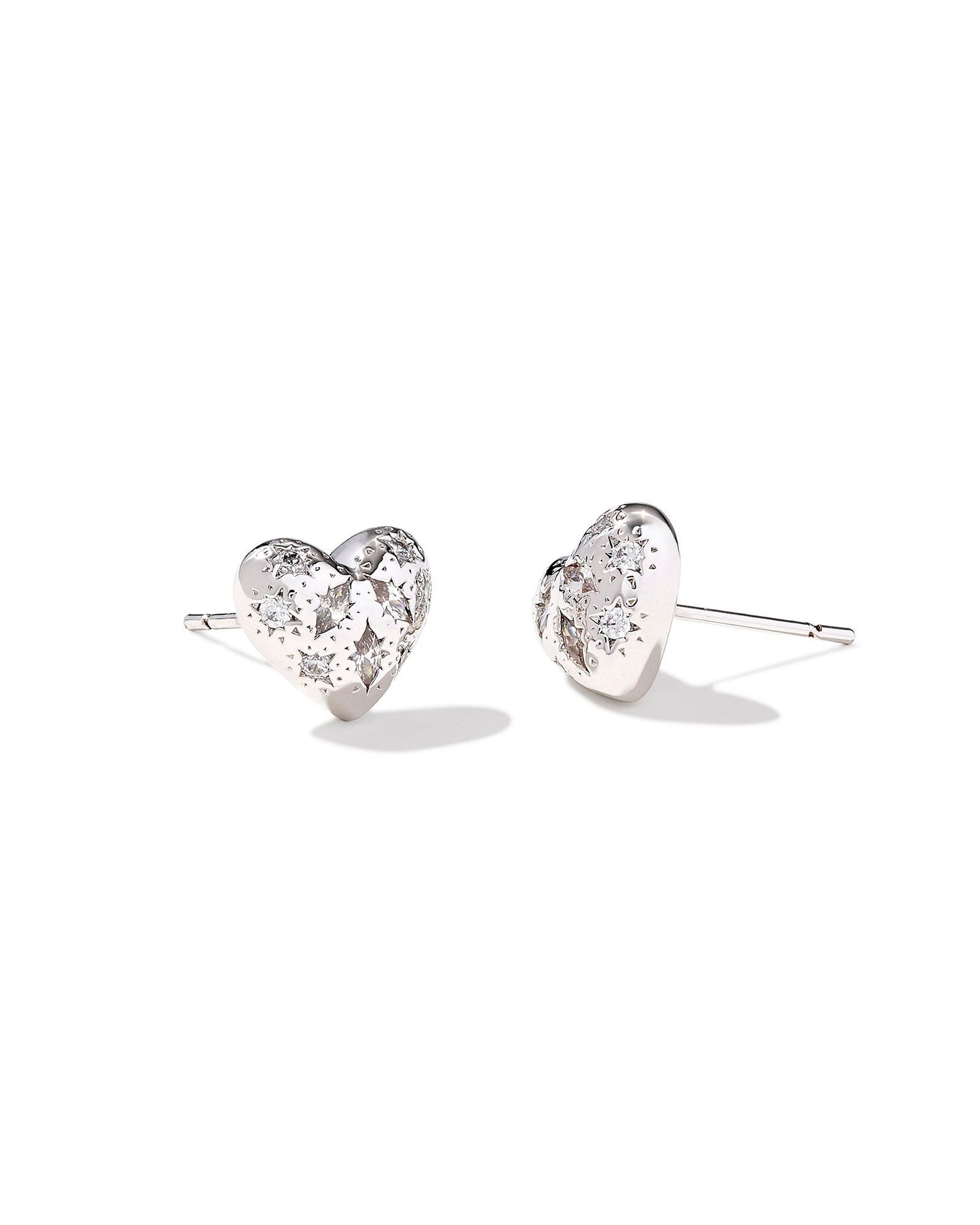 Holland Heart Stud Earring in White Crystal (Gold or Silver)