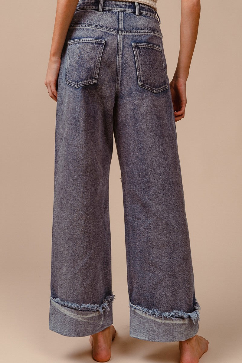 Denim Washed Star Patched Pants