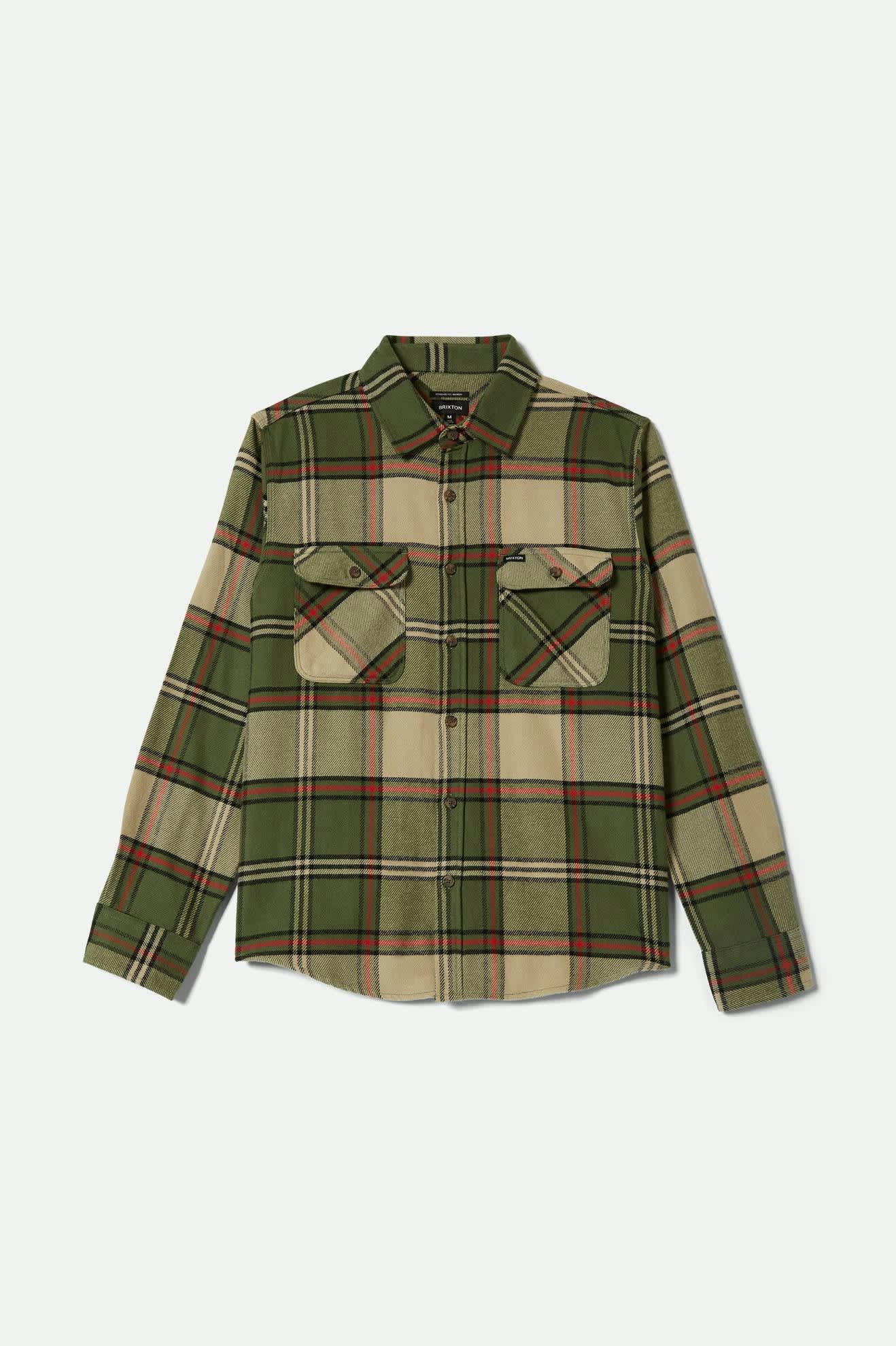 Brixton BOWERY FLANNEL Wild Green/Elm/Adrenaline Rush