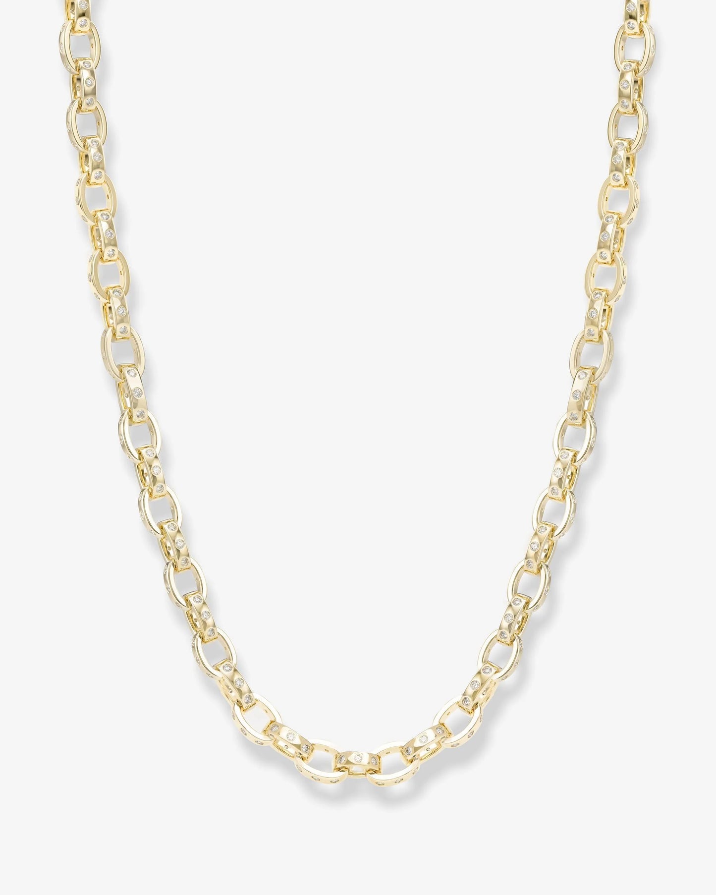 Melinda Maria Ashley Chain Link Necklace 9mm Gold|White Diamondettes