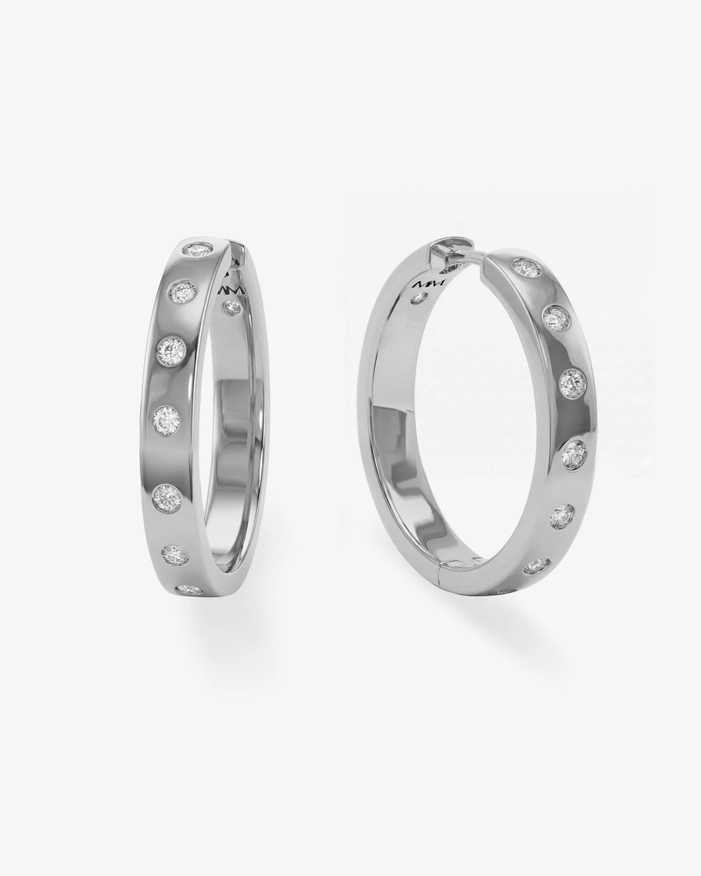 Melinda Maria Ashley Reversible Hoops 1" Silver|White Diamondettes
