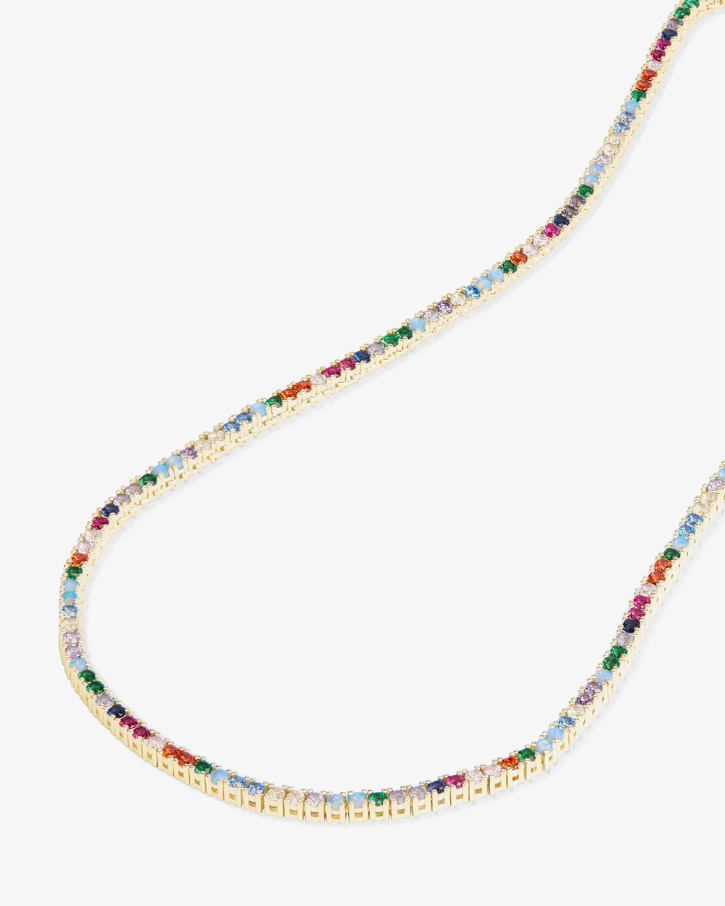 Melinda Maria Heiress Tennis Necklace 2mm Gold|Multi Stone