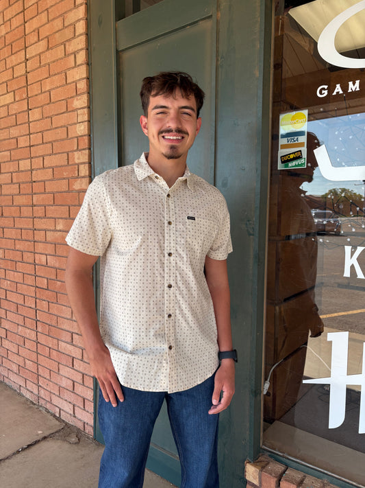 Brixton CHARTER PRINT S/S SHIRT (Ivy Green or Off White MiroFloral)