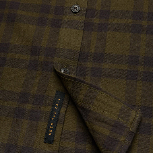 Howler Bros. La Grange Lightweight Flannel Cohen Plaid: Dark Olive