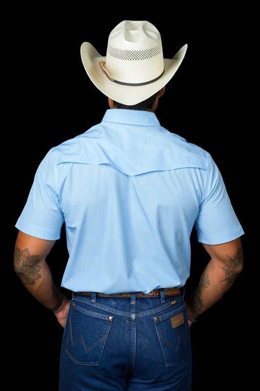 Ferrell Brand THE CARSON IN LIGHT BLUE - SHORT SLEEVE SNAP