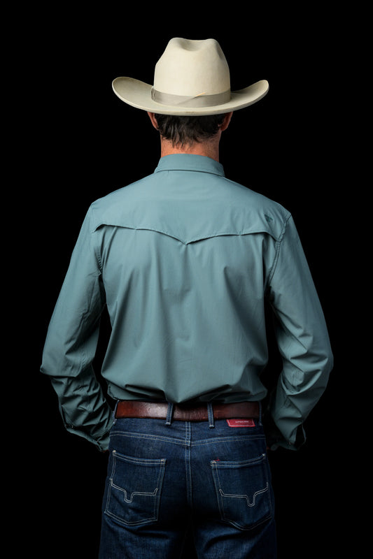 Ferrell Brand MEN'S AQUA LONG SLEEVE SNAP SHIRT