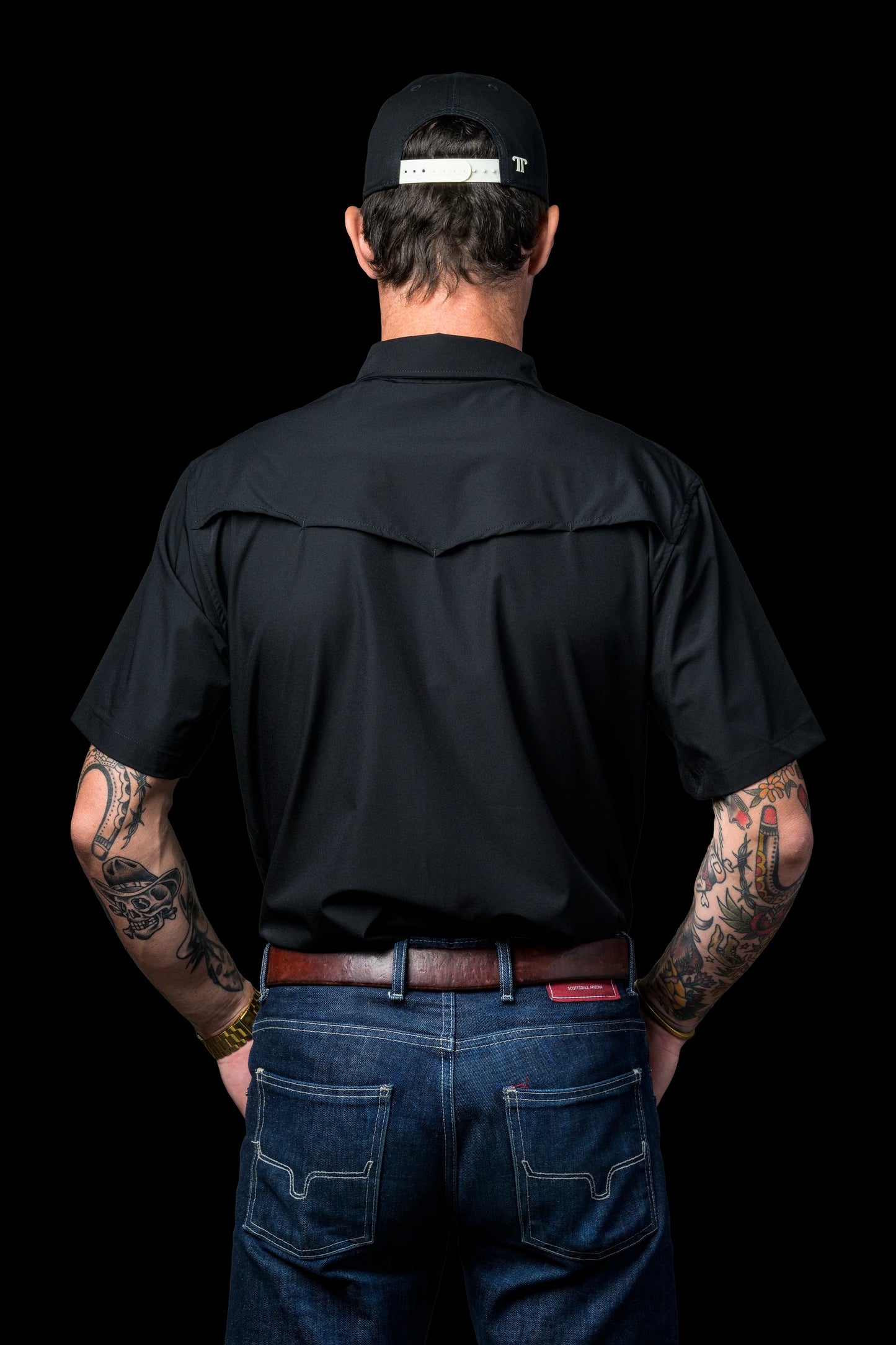 Ferrell Brand MEN'S BLACK SHORT SLEEVE SNAP SHIRT