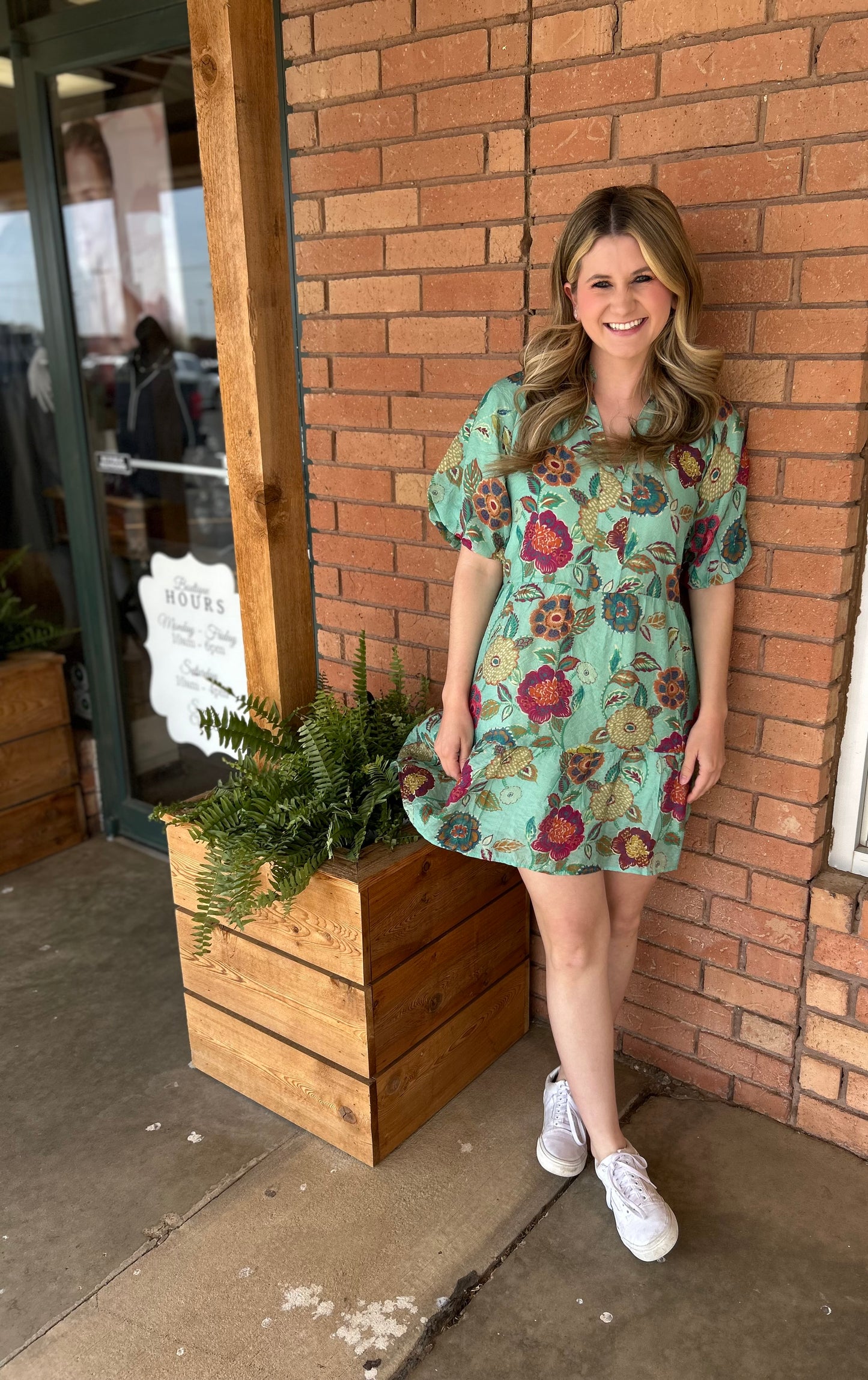 Hibiscus Puff Sleeve Floral Dress