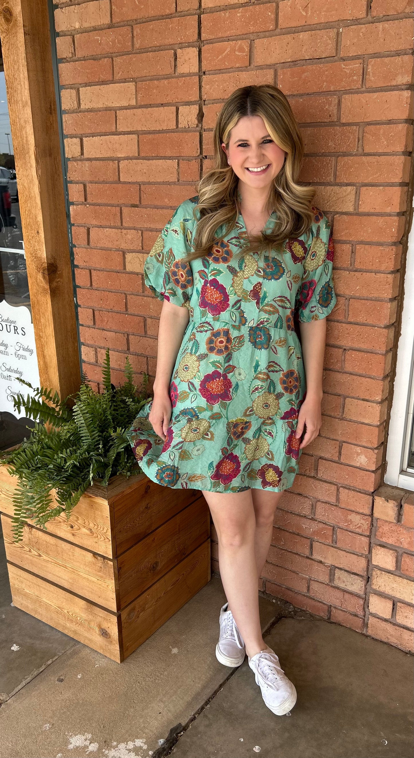 Hibiscus Puff Sleeve Floral Dress