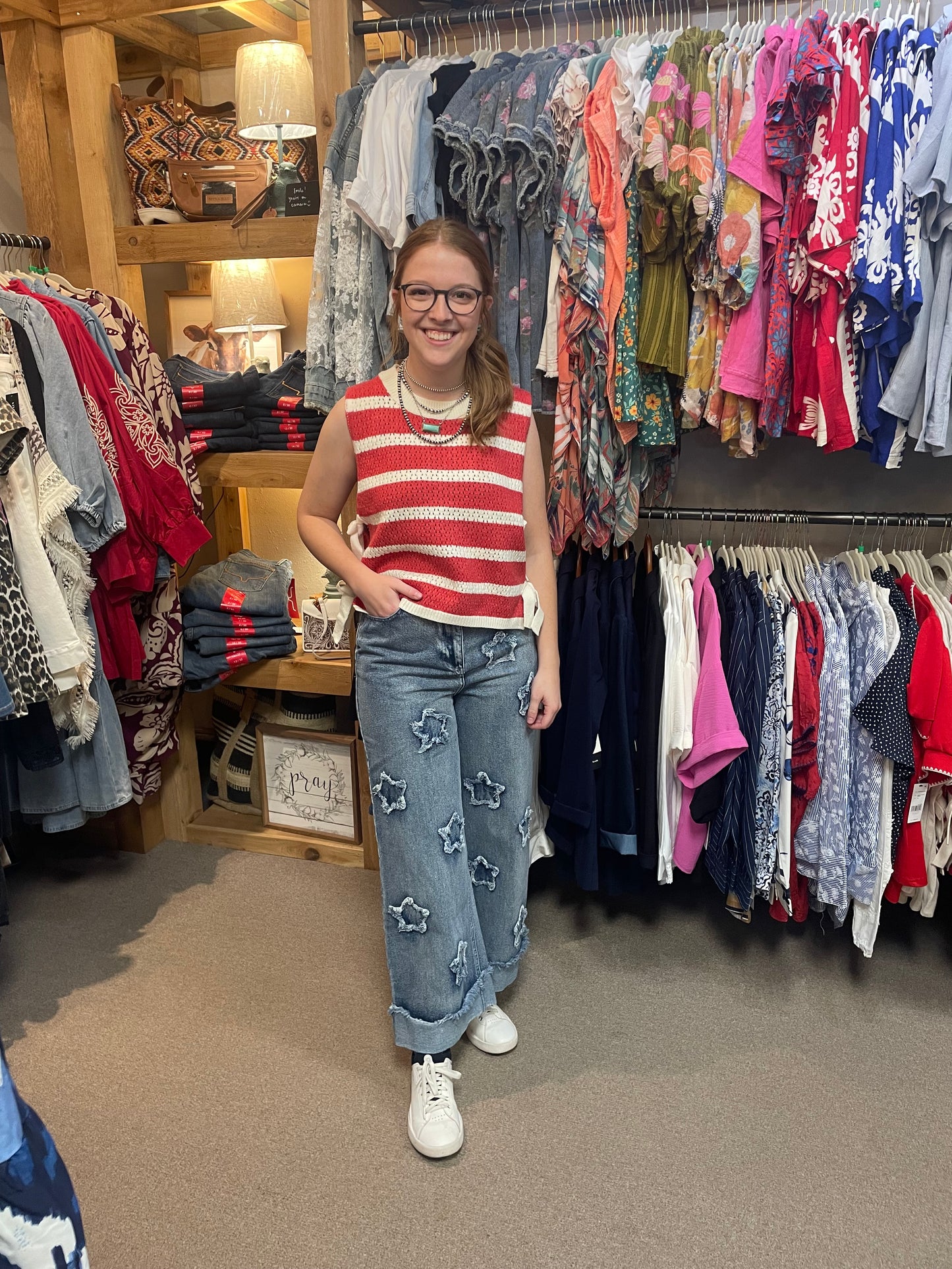 Denim Washed Star Patched Pants