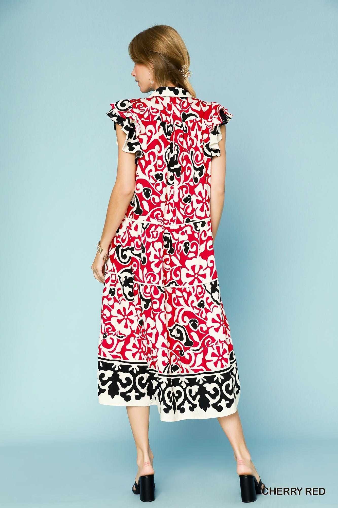 Cherry Abstract Midi Dress
