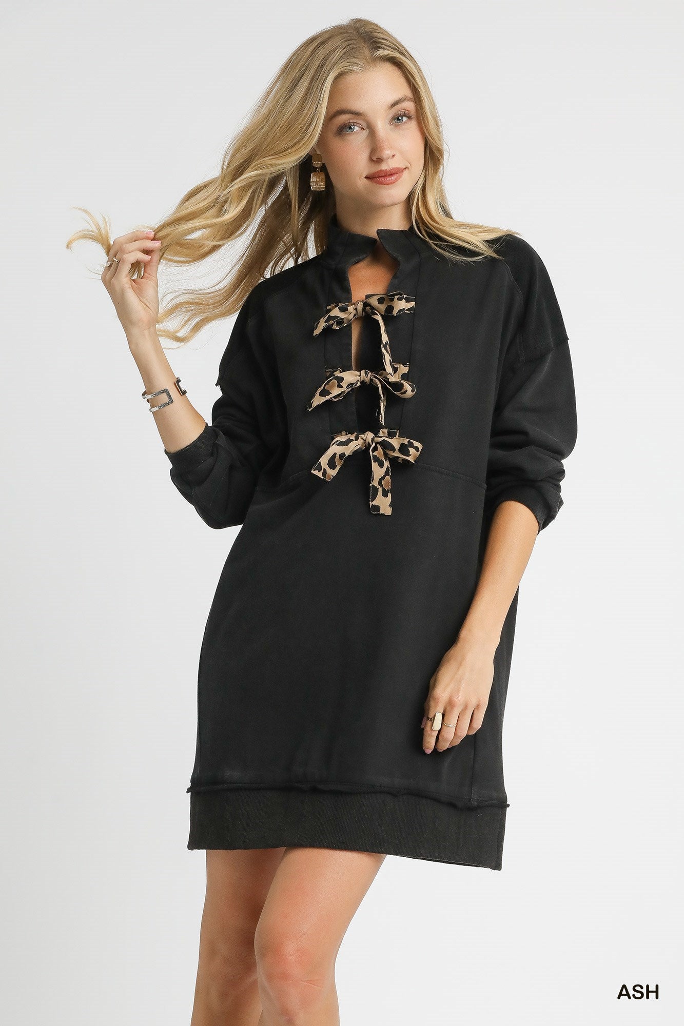 Mineral Washed Sweatshirt Dress (Hunter Green or Black)