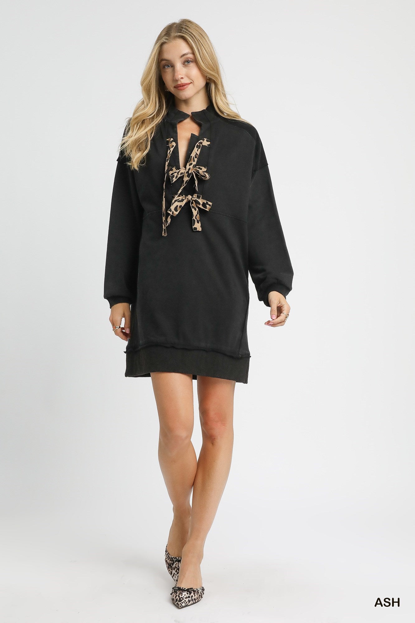 Mineral Washed Sweatshirt Dress (Hunter Green or Black)