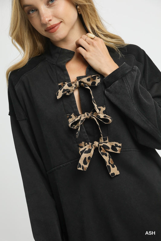 Mineral Washed Sweatshirt Dress (Hunter Green or Black)