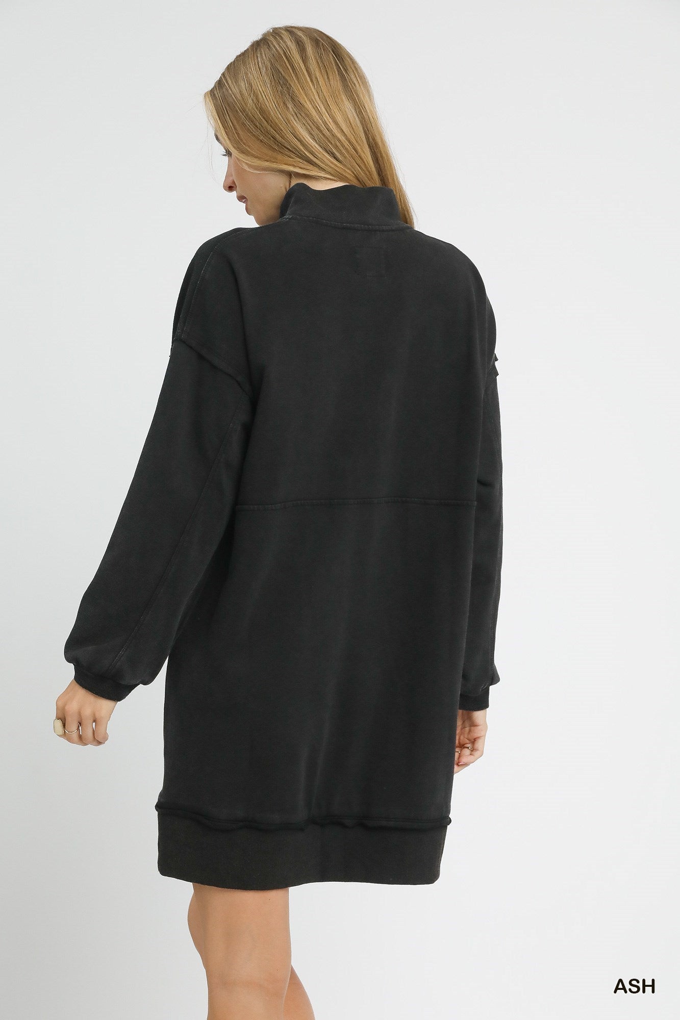Mineral Washed Sweatshirt Dress (Hunter Green or Black)