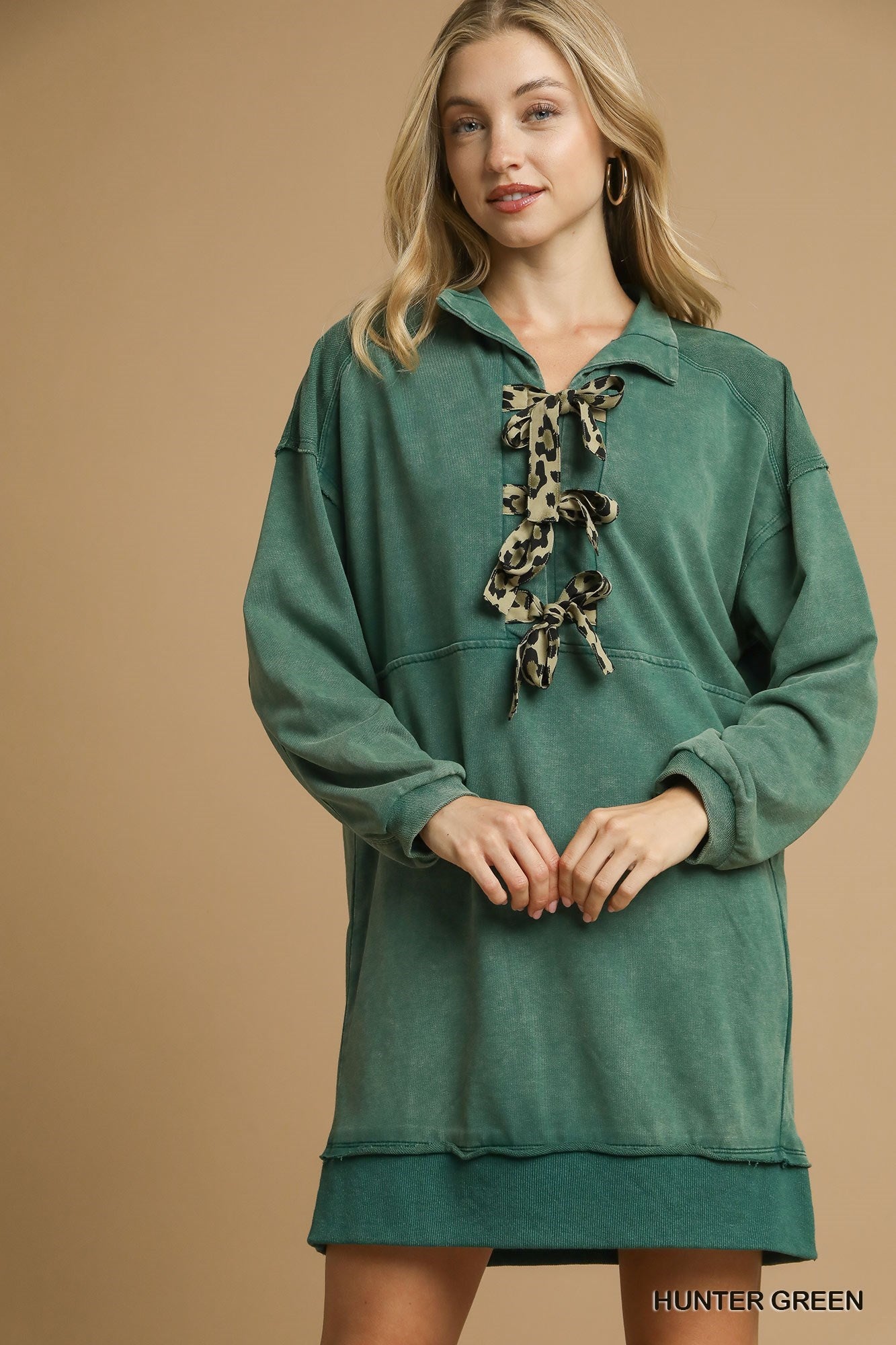 Mineral Washed Sweatshirt Dress (Hunter Green or Black)