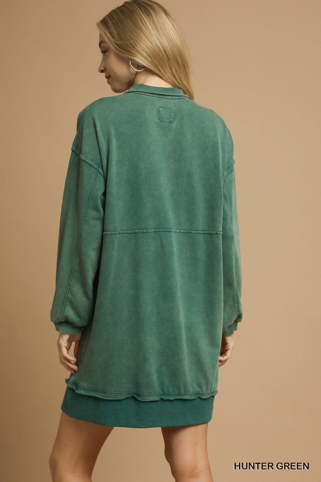Mineral Washed Sweatshirt Dress (Hunter Green or Black)