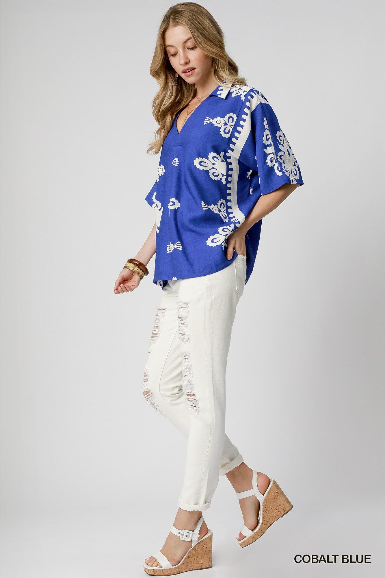Unity Cherry or Cobalt Border Top
